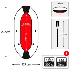 Barco hinchable Mariner 3 Intex 3 personas con remos+bomba de hinchado gris 46x127x297 cm