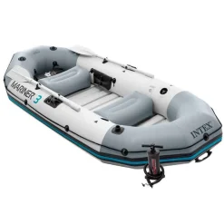 Barco hinchable Mariner 3 Intex 3 personas con remos+bomba de hinchado gris 46x127x297 cm