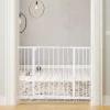 Barrera de seguridad PawHut extensible puertas y escaleras metal blanco 76x72-107 cm