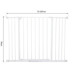 Barrera de seguridad PawHut extensible puertas y escaleras metal blanco 76x72-107 cm