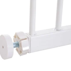 Barrera de seguridad PawHut extensible puertas y escaleras metal blanco 76x72-107 cm