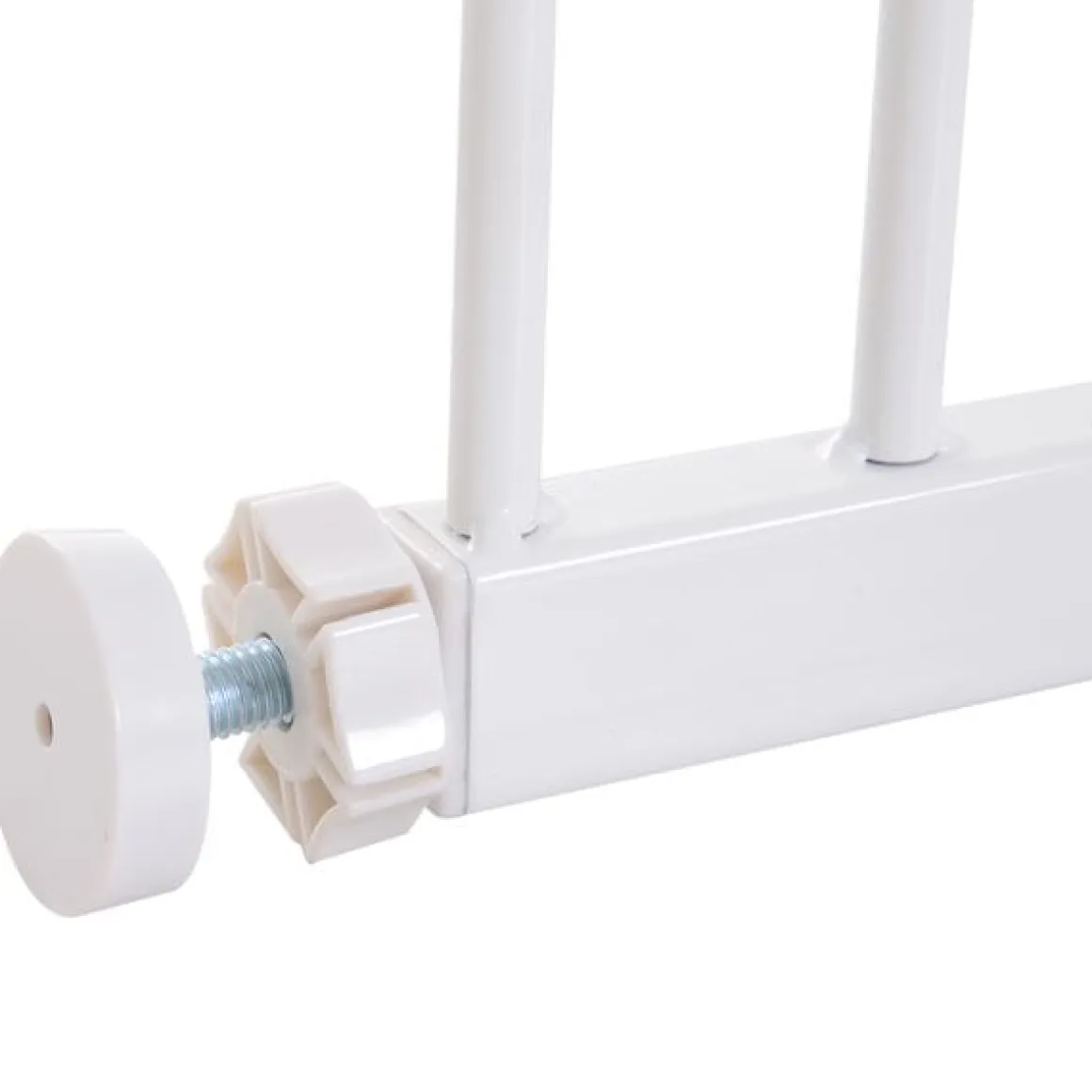Barrera de seguridad PawHut extensible puertas y escaleras metal blanco 76x72-107 cm
