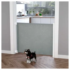 Barrera de seguridad PawHut extensible para mascotas gris 82,5x115x5,5 cm