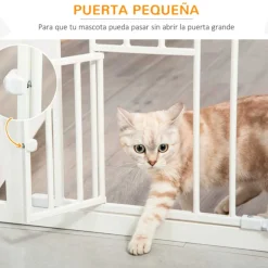 Barrera de seguridad PawHut con cierre automático + puerta blanco 76,2x74 cm