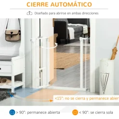 Barrera de seguridad PawHut con cierre automático + puerta blanco 76,2x74 cm