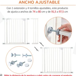 Barrera de seguridad PawHut con cierre automático blanco 76,2x74 cm