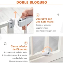 Barrera de seguridad PawHut con cierre automático blanco 76,2x74 cm