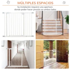 Barrera de seguridad PawHut con cierre automático blanco 76,2x74 cm