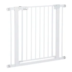 Barrera de seguridad PawHut para mascotas extensible con 2 extensiones blanco 76x70 cm