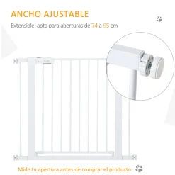 Barrera de seguridad PawHut para mascotas extensible con 2 extensiones blanco 76x70 cm