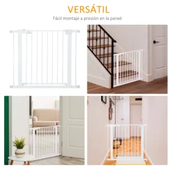 Barrera de seguridad PawHut para mascotas extensible con 2 extensiones blanco 76x70 cm