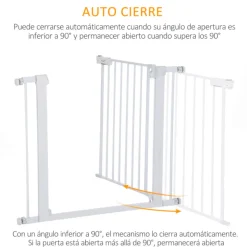 Barrera de seguridad PawHut para mascotas extensible con 2 extensiones blanco 76x70 cm
