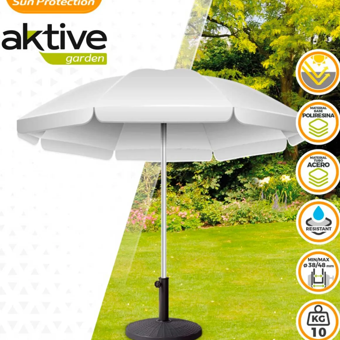 Base para sombrilla Aktive Garden forma redonda 10kg antracita 33,5xØ44,5 cm