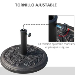 Base para sombrilla de jardín Outsunny 9kg negro Ø45,5x31 cm