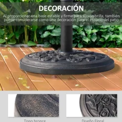 Base para sombrilla de jardín Outsunny 9kg negro Ø45,5x31 cm