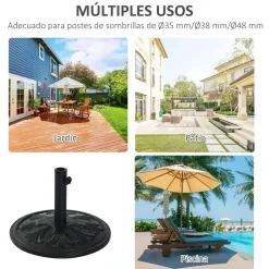 Base para sombrilla Nina Outsunny 35/38/48 mm negro Ø48 cm