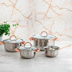 Batería de cocina Vanity Quid 7 piezas inox/bronce Ø14/Ø16/Ø20/Ø24 cm