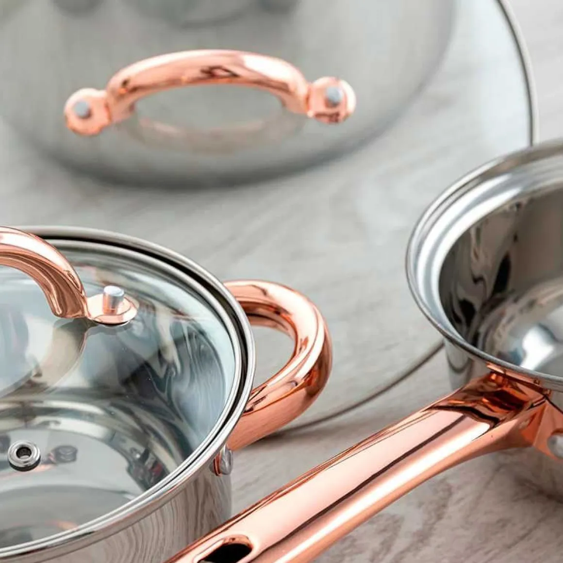 Batería de cocina Vanity Quid 7 piezas inox/bronce Ø14/Ø16/Ø20/Ø24 cm