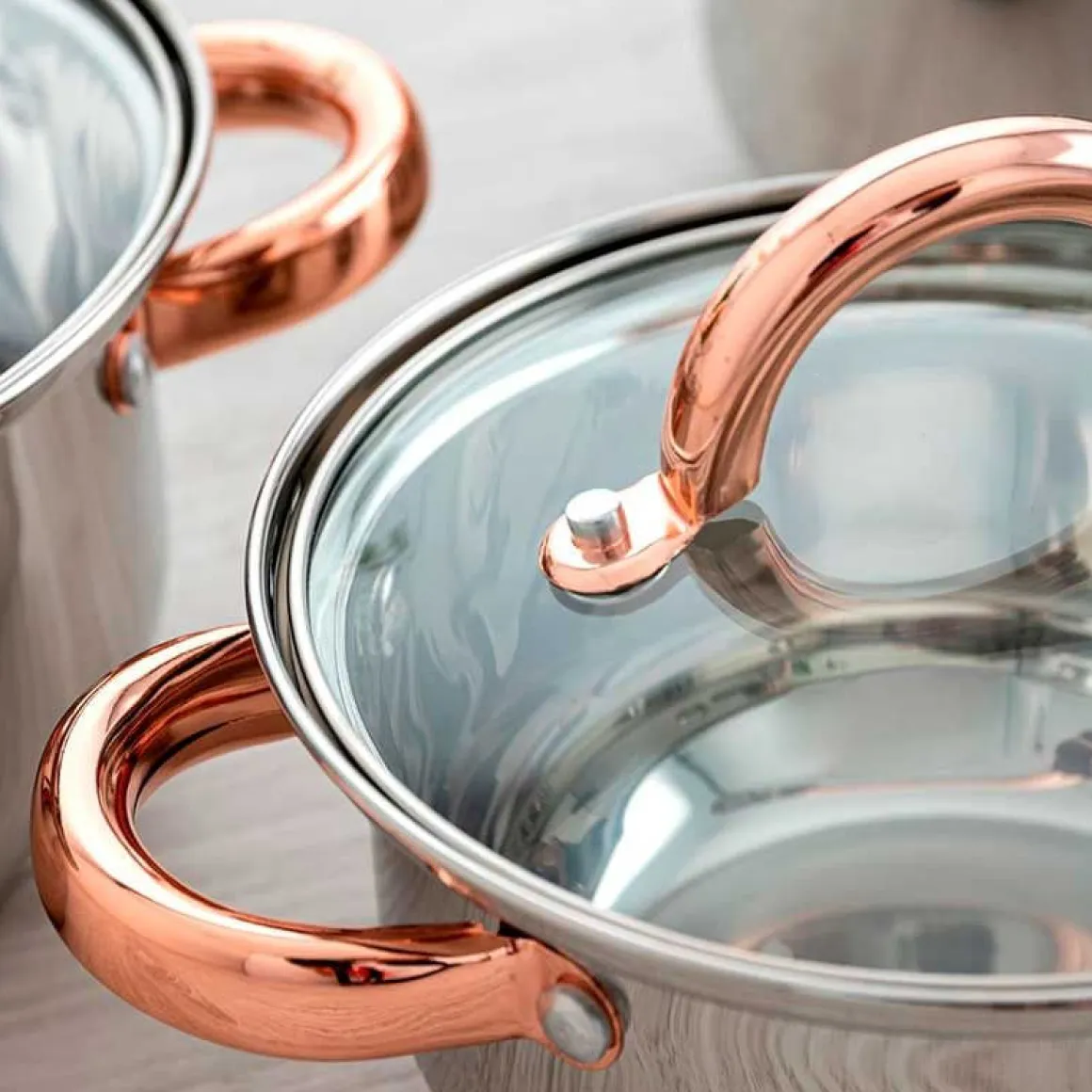 Batería de cocina Vanity Quid 7 piezas inox/bronce Ø14/Ø16/Ø20/Ø24 cm