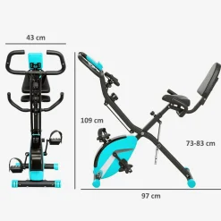 Bicicleta estática SportNow diseño plegable con respaldo azul 109x43x97 cm