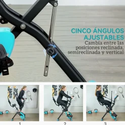 Bicicleta estática SportNow diseño plegable con respaldo azul 109x43x97 cm