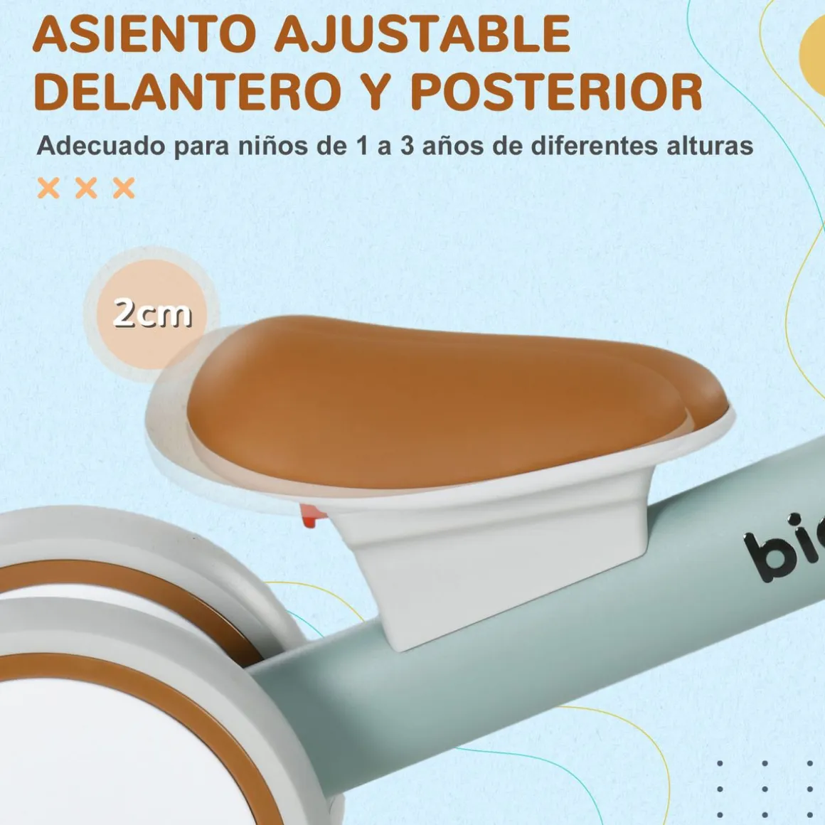 Bicicleta sin pedales Mini Aiyaplay 4 ruedas + asiento ajustable +1A 39x27x56 cm