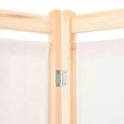 Biombo divisor con 6 paneles de tela crema 170x240x4 cm