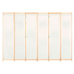 Biombo divisor con 6 paneles de tela crema 170x240x4 cm