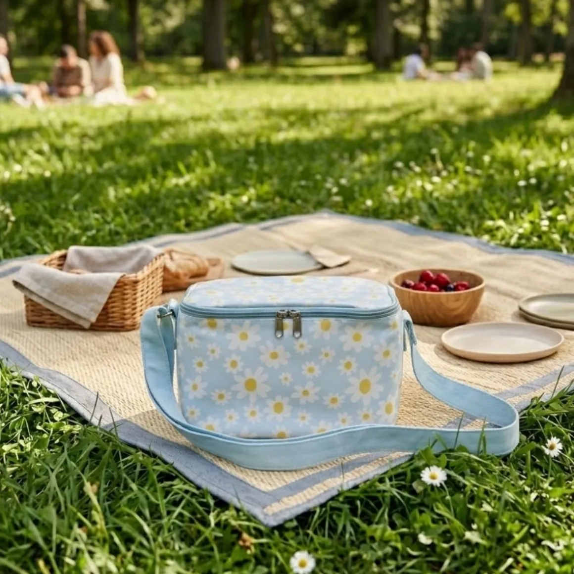 Bolsa térmica Margaritas con 2 tuppers multicolor 13x17x23 cm