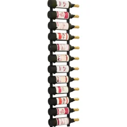 Botellero de pared alto 12 botellas negro 120x19x11 cm