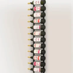 Botellero de pared alto 12 botellas negro 120x19x11 cm