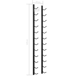 Botellero de pared alto 12 botellas negro 120x19x11 cm