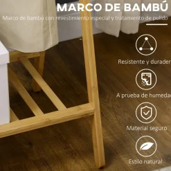 Burro perchero Dummo Homcom 2 barras + 1 estante natural 150x74x42 cm