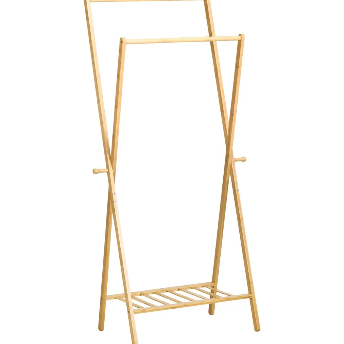 Burro perchero Dummo Homcom 2 barras + 1 estante natural 150x74x42 cm