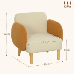 Butaca Club Homcom con reposabrazos beige 82x72x87 cm