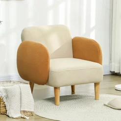 Butaca Club Homcom con reposabrazos beige 82x72x87 cm