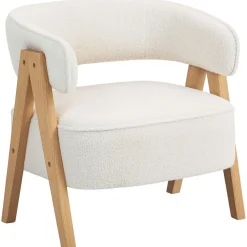 Butaca Dhina Homcom respaldo curvado tapizado borreguito 71x70x64 cm