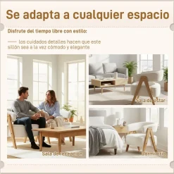 Butaca Dhina Homcom respaldo curvado tapizado borreguito 71x70x64 cm
