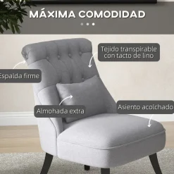Butaca Kentia Homcom con cojín gris 77x52,5x69 cm