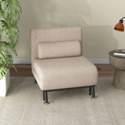 Butaca Linda Homcom convertible en cama beige 75x75x70 cm