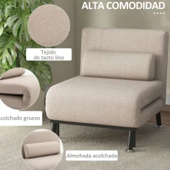 Butaca Linda Homcom convertible en cama beige 75x75x70 cm