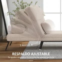 Butaca Linda Homcom convertible en cama beige 75x75x70 cm