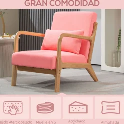 Butaca Nordic Homcom con reposabrazos + cojín 76x61x78 cm