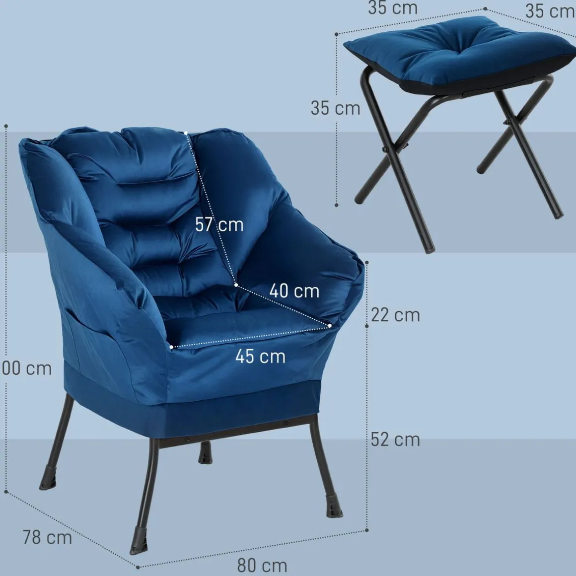 Butaca Nube Homcom con reposapiés 100x80x78 cm