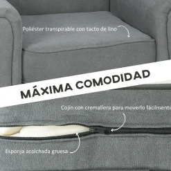 Butaca Ren Homcom diseño acolchado gris 88x79x72,5 cm