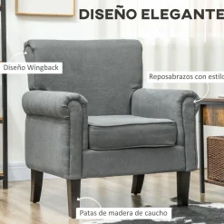 Butaca Ren Homcom diseño acolchado gris 88x79x72,5 cm