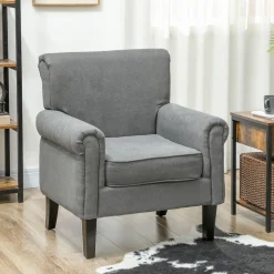 Butaca Ren Homcom diseño acolchado gris 88x79x72,5 cm