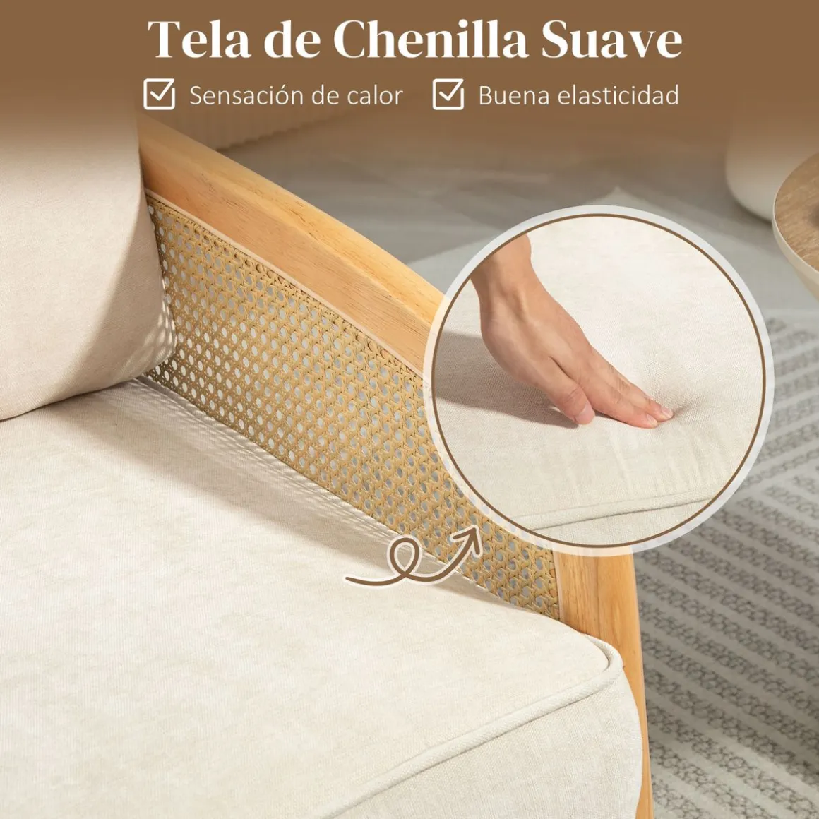 Butaca Romera Homcom cojines extraíbles beige 88x67x75 cm