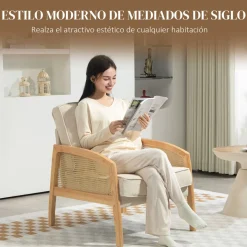 Butaca Romera Homcom cojines extraíbles beige 88x67x75 cm