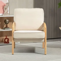 Butaca Romera Homcom cojines extraíbles beige 88x67x75 cm